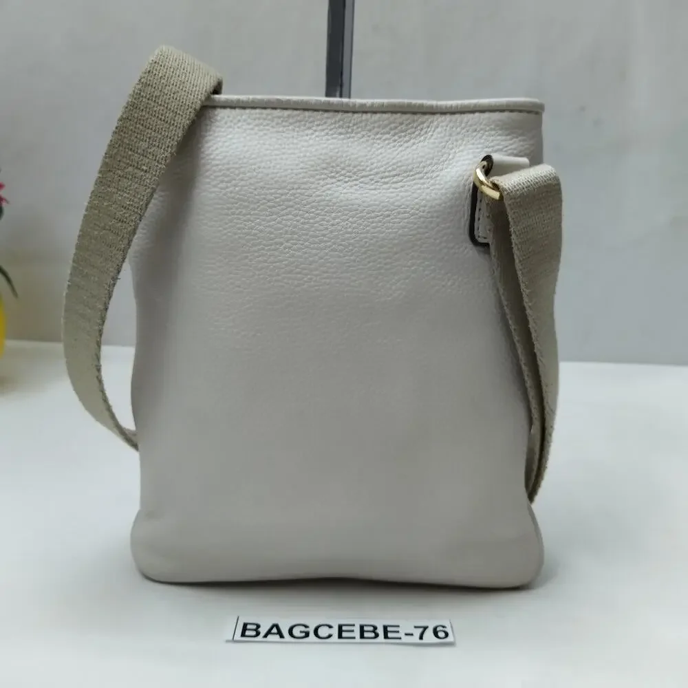 Michael Kors White Leather Round Logo Crossbody Bag